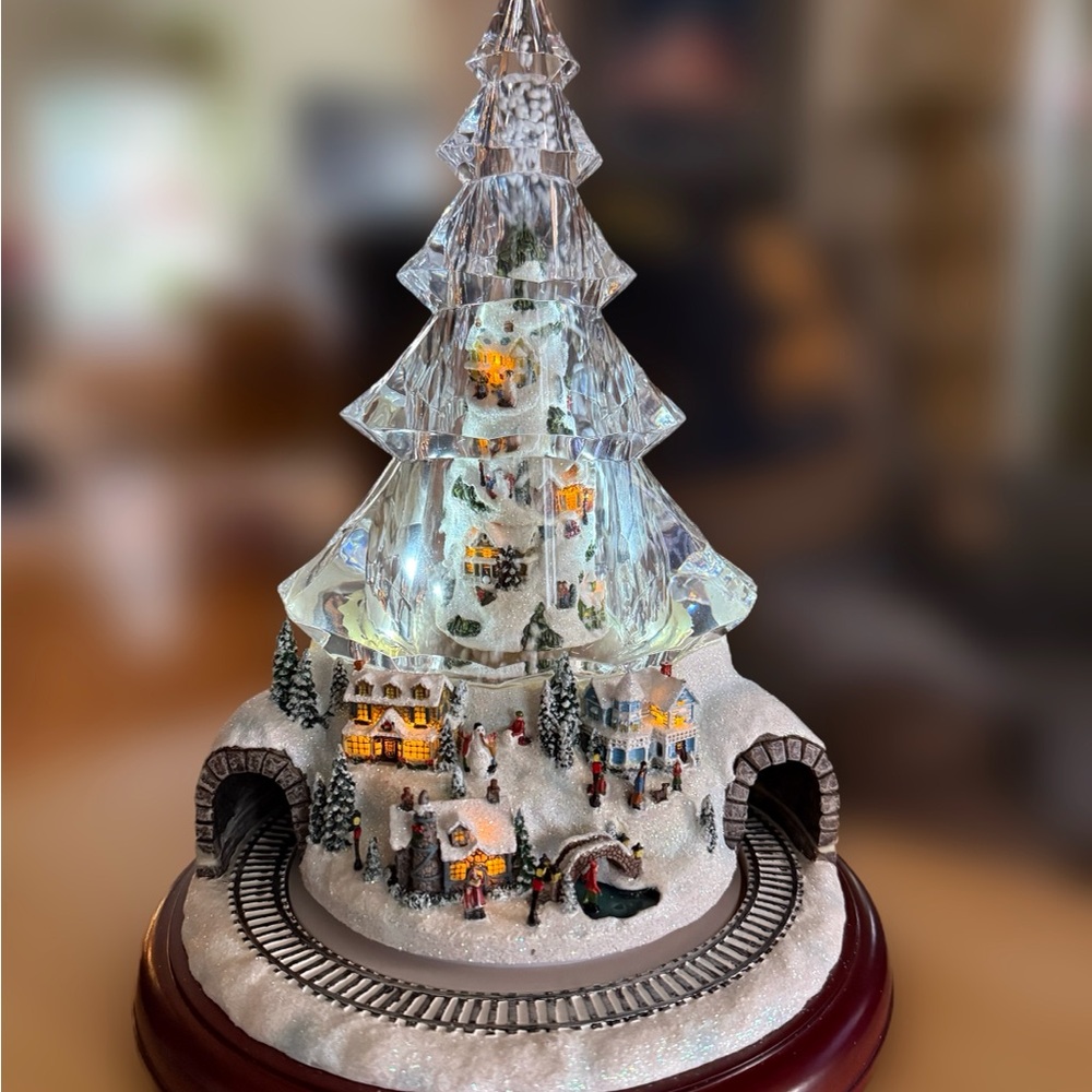 Thomas Kincade’s Let it Snow Village Tabletop Tree  with Train - see Video